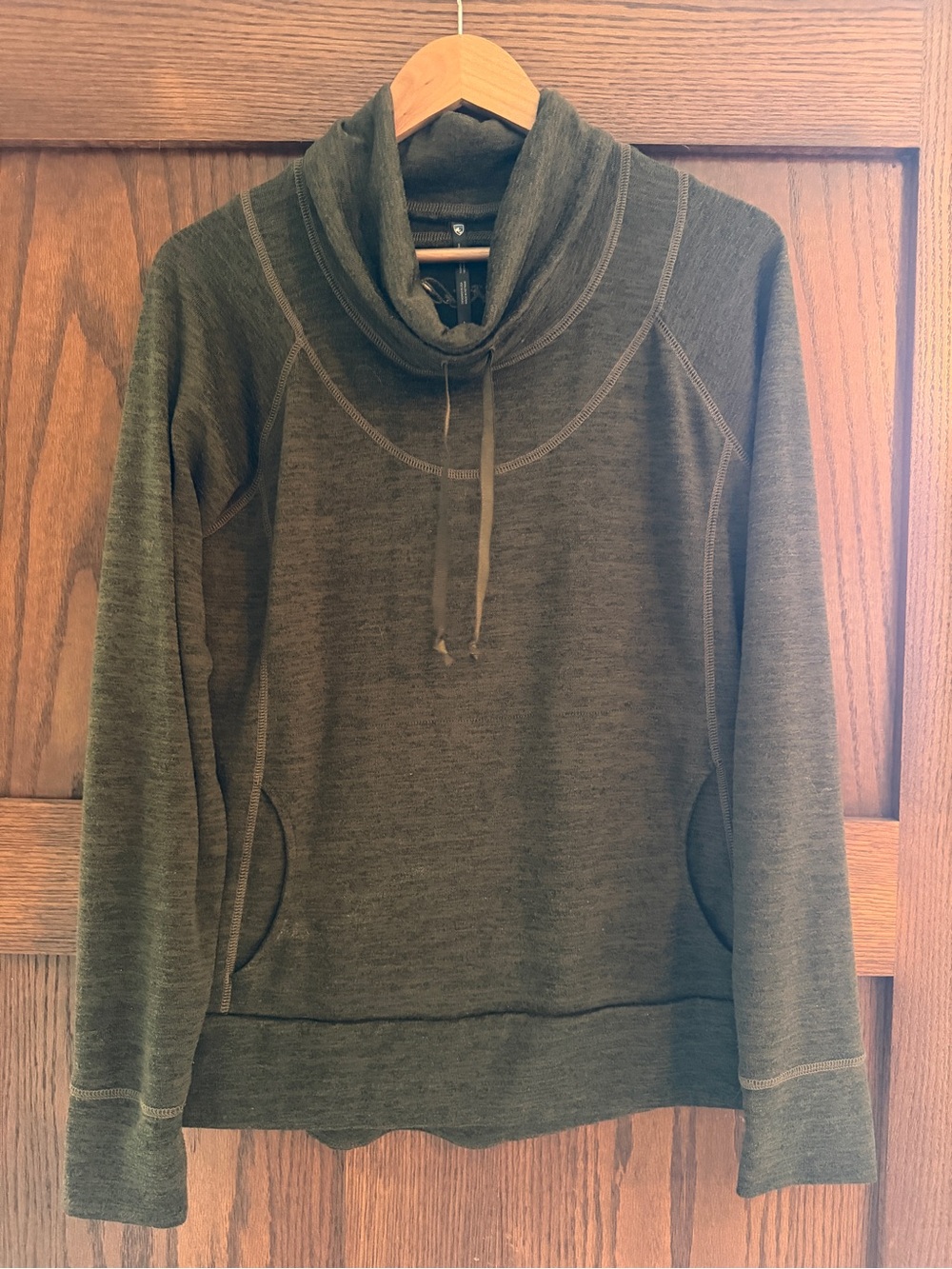 Kuhl Olive Green Cowl Neck Pullover with Drawstring